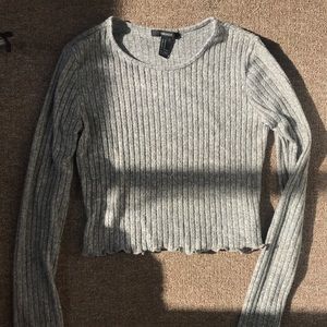 F21 Ribbed cropped long sleeve